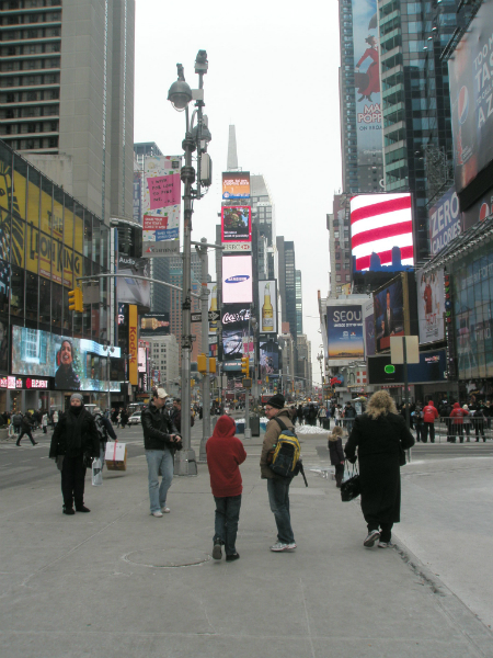 Visiting-Time-Square-in-winter