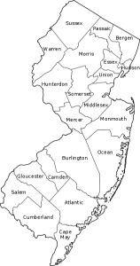 New Jersey Counties Map. Photo by Chris Ruvolo, courtesy of Wikipedia Commons.
